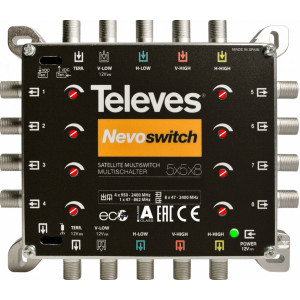 Multiswitch Televes TE-508 pro 8 TV s regulací úrovně