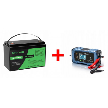 Baterie LiFePo4 Green Boss 12V 100Ah s nabíječkou 15A