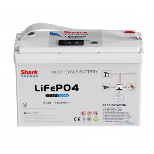 LiFePo4 baterie SHARK 12V 100Ah LCD, Bluetooth