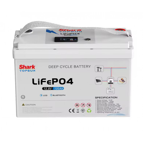 LiFePo4 baterie SHARK 12V 100Ah LCD, Bluetooth