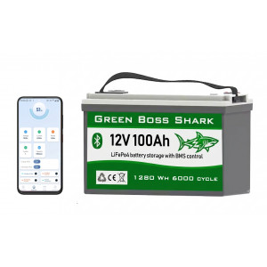LiFePo4 baterie 12V 100Ah pro rybáře Green Boss SHARK