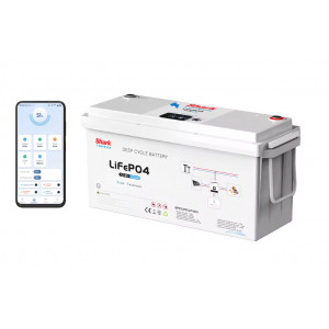 LiFePo4 baterie 12V 200Ah Shark , bluetooth , LCD